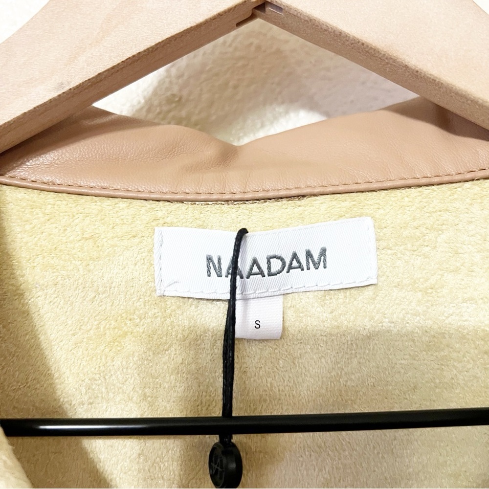 🛍️NWT Naadam Vegan Leather Belted Pocket Cargo Safari Jacket in Camel Tan Small - Picture 8 of 8